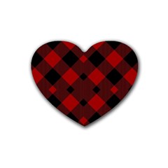 Red Diagonal Plaid Big Rubber Heart Coaster (4 Pack) by ConteMonfrey