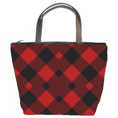 Red Diagonal Plaid Big Bucket Bag by ConteMonfrey