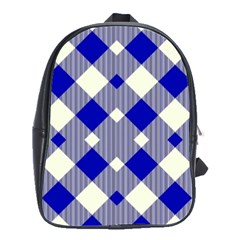 Blue Diagonal Plaids  School Bag (large) by ConteMonfrey