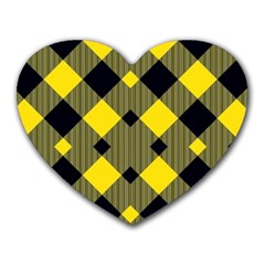 Yellow Diagonal Plaids Heart Mousepad by ConteMonfrey