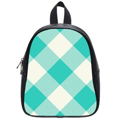 Blue Turquoise Diagonal Plaids School Bag (small) by ConteMonfrey