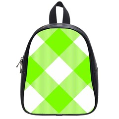 Neon Green And White Plaids School Bag (small) by ConteMonfrey