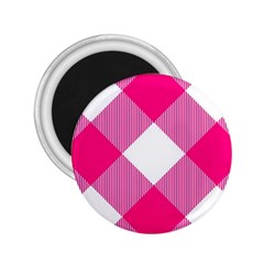 Pink And White Diagonal Plaids 2 25  Magnets by ConteMonfrey