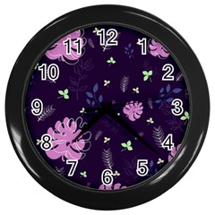 Monstera Leaves Plant Tropical Nature Wall Clock (black)