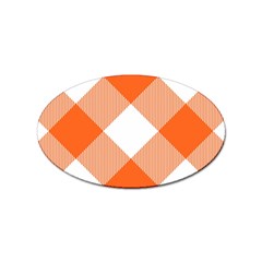 Orange And White Diagonal Plaids Sticker (oval) by ConteMonfrey