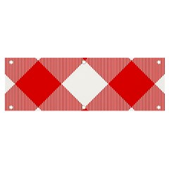 Red And White Diagonal Plaids Banner And Sign 6  X 2  by ConteMonfrey