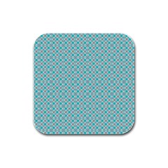 Diagonal Turquoise Plaids Rubber Square Coaster (4 Pack) by ConteMonfrey