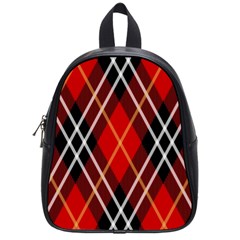 Black, Red, White Diagonal Plaids School Bag (small) by ConteMonfrey