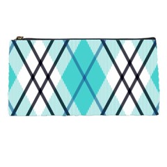 Ice Blue Diagonal Plaids Pencil Case by ConteMonfrey