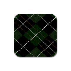 Modern Green Plaid Rubber Square Coaster (4 Pack) by ConteMonfrey