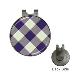 Dark Blue And White Diagonal Plaids Hat Clips With Golf Markers by ConteMonfrey