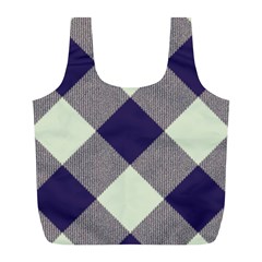 Dark Blue And White Diagonal Plaids Full Print Recycle Bag (l) by ConteMonfrey
