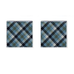 Black And Blue Iced Plaids  Cufflinks (square) by ConteMonfrey