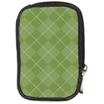 Discreet Green Tea Plaids Compact Camera Leather Case