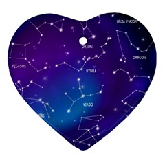 Realistic Night Sky With Constellation Heart Ornament (two Sides) by Wegoenart