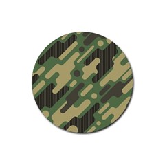 Camouflage Pattern Background Rubber Round Coaster (4 Pack) by Wegoenart