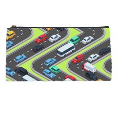 Urban Cars Seamless Texture Isometric Roads Car Traffic Seamless Pattern With Transport City Vector Pencil Case