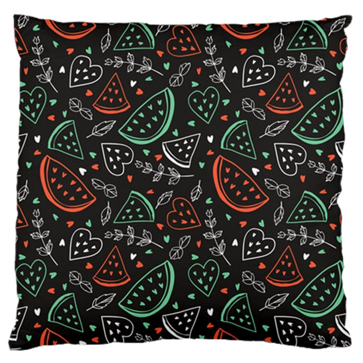 Seamless-vector-pattern-with-watermelons-mint -- Large Flano Cushion Case (One Side)