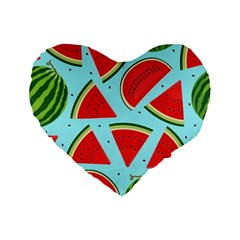 Blue Watermelon Standard 16  Premium Flano Heart Shape Cushions by ConteMonfrey