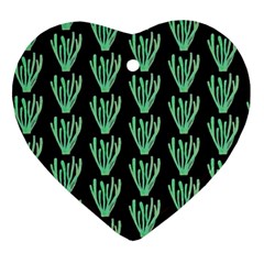 Watercolor Seaweed Black Ornament (heart) by ConteMonfrey