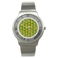 Orange Leaves Green Stainless Steel Watch by ConteMonfrey