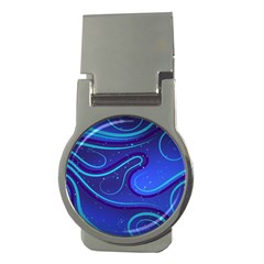 Wavy Abstract Blue Money Clips (round) 