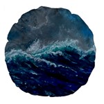 Waves Sea Sky Wave Large 18  Premium Flano Round Cushions Back