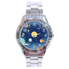 Galaxy Background Stainless Steel Analogue Watch by danenraven