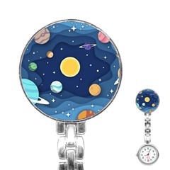 Galaxy Background Stainless Steel Nurses Watch by danenraven