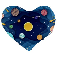 Galaxy Background Large 19  Premium Flano Heart Shape Cushions by danenraven