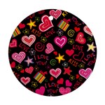 Multicolored Wallpaper, Love Vector Hearts Background Romantic Round Ornament (Two Sides) Back