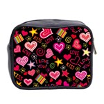 Multicolored Wallpaper, Love Vector Hearts Background Romantic Mini Toiletries Bag (Two Sides) Back