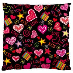 Multicolored Wallpaper, Love Vector Hearts Background Romantic Large Flano Cushion Case (two Sides) by Wegoenart