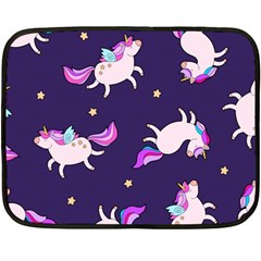 Fantasy Fat Unicorn Horse-pattern Fabric Design Double Sided Fleece Blanket (mini)  by Wegoenart