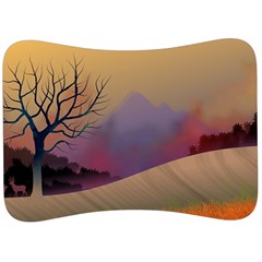 Landscape Illustration Nature Sky Velour Seat Head Rest Cushion by Wegoenart