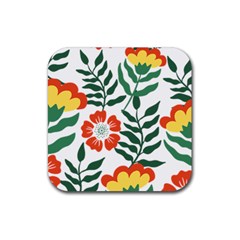 Painting Flower Leaves Forest Rubber Coaster (square) by Wegoenart