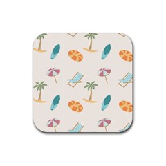 Cool Summer Pattern - Beach Time!   Rubber Coaster (square) by ConteMonfrey