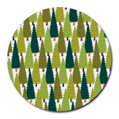 Pine Trees   Round Mousepad by ConteMonfrey