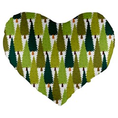 Pine Trees   Large 19  Premium Flano Heart Shape Cushions by ConteMonfrey