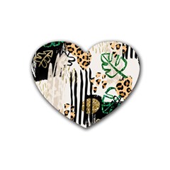 Modern Jungle Rubber Coaster (heart) by ConteMonfrey