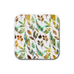 Leaves And Feathers - Nature Glimpse Rubber Coaster (square) by ConteMonfrey