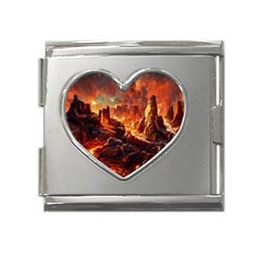 Vulcanic Landscape Vulcano Nature Mega Link Heart Italian Charm (18mm) by Wegoenart