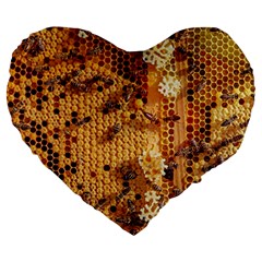 Insect Macro Honey Bee Animal Large 19  Premium Heart Shape Cushions by Wegoenart