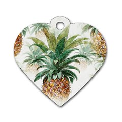 Pineapple Pattern Background Seamless Vintage Dog Tag Heart (one Side) by Wegoenart