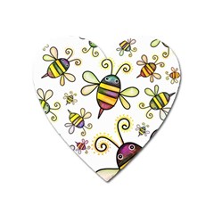 Bee Doodle Cartoon Heart Magnet by Wegoenart