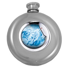 Silver Framed Washing Machine Animated Round Hip Flask (5 Oz) by Jancukart