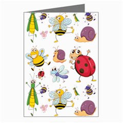 Cute Cartoon Insects Seamless Background Greeting Card by Jancukart