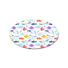 Animal Fish Bird Animals Ocean Pattern Sticker Oval (100 Pack) by Jancukart