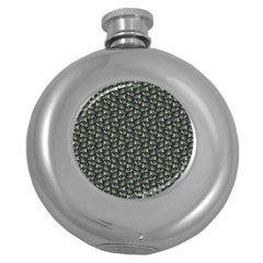 Robot Skull Extreme Close Up Round Hip Flask (5 Oz) by dflcprintsclothing