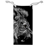 Roar Angry Male Lion Black Jewelry Bag Front